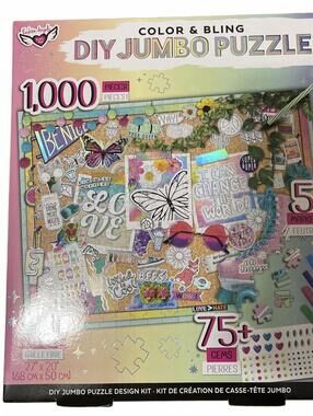 Fashion Angels Color & Bling DIY Jumbo Puzzle 1000 Pieces Gems & Markers Craft